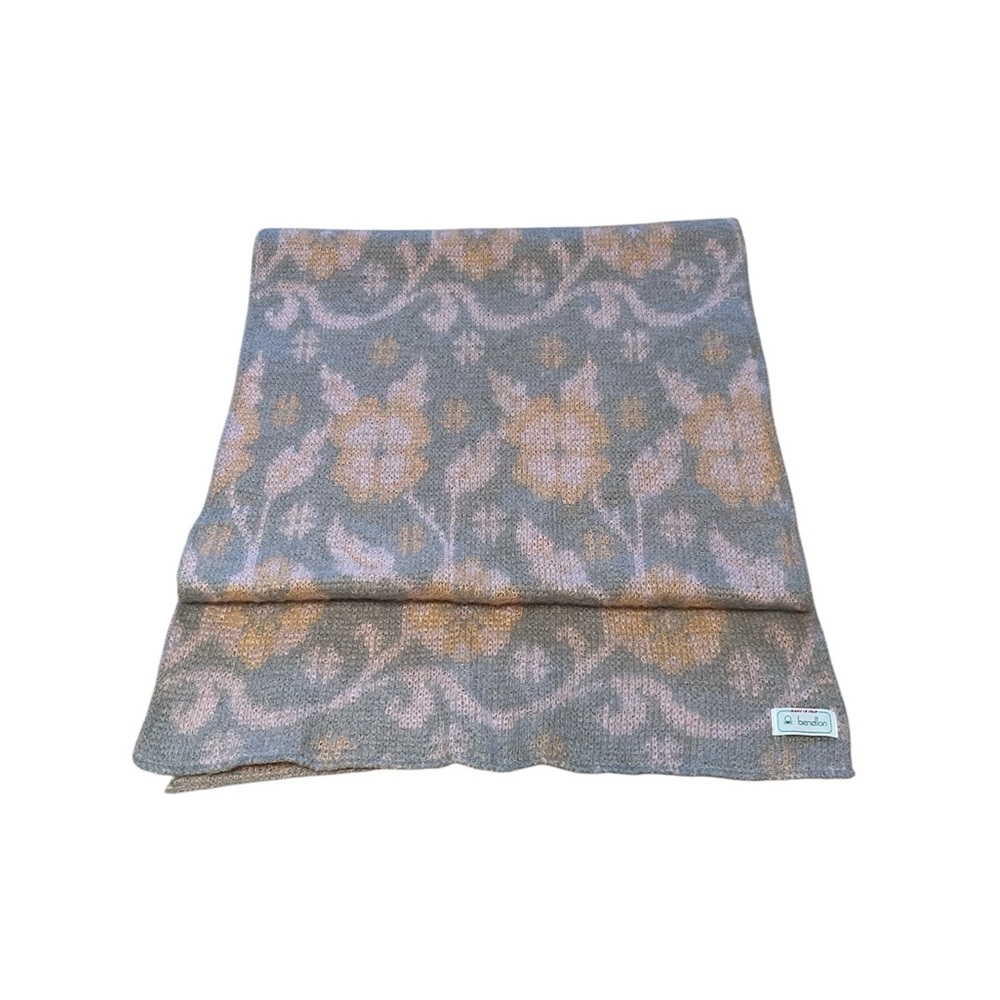 Vintage United Colors of Benetton Floral Wool Blend? Scarf 16x60